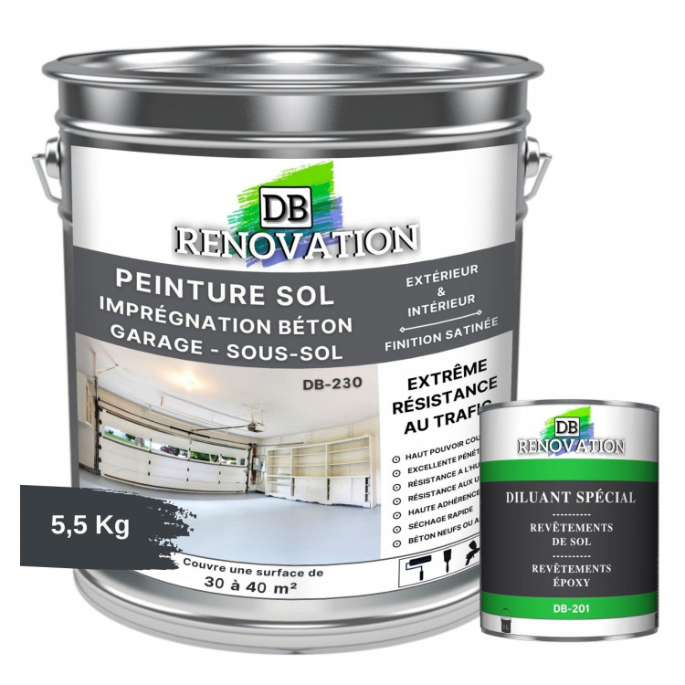 DB-230 Peinture sol garage - Haute résistance intérieur et extérieur Kit 5,5-11kg