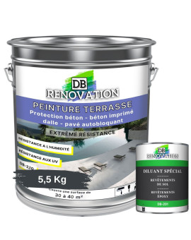 DB-230 Peinture sol terrasse pour béton - Forte protection UV - Haute imperméabilité - Kit 5,5-11KG